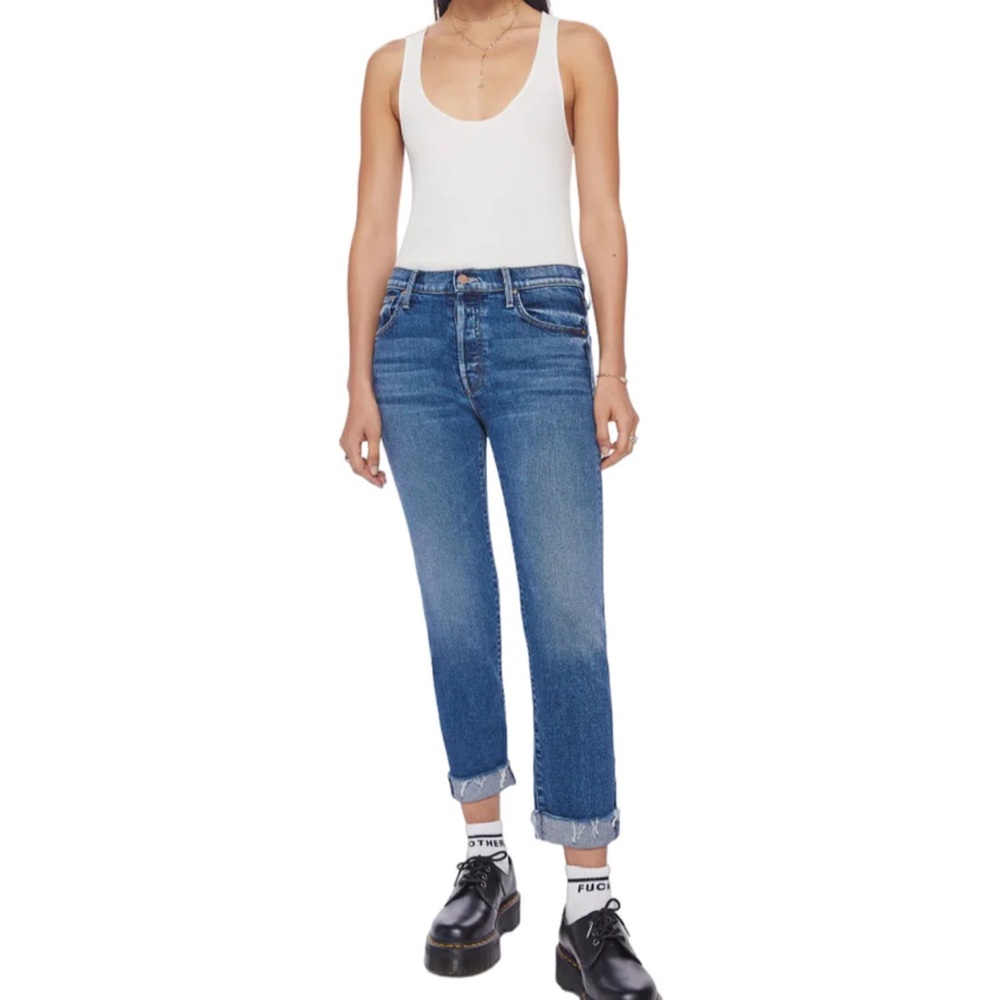 MOTHER The Scrapper Cuff Ankle Fray High Waist Jeans EUC